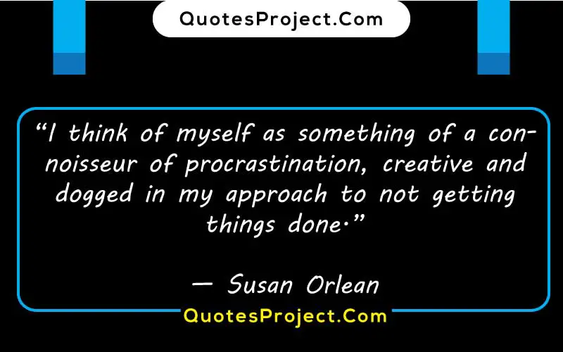“I think of myself as something of a connoisseur of procrastination, creative and dogged in my approach to not getting things done.”

— Susan Orlean quotes about procrastination funny