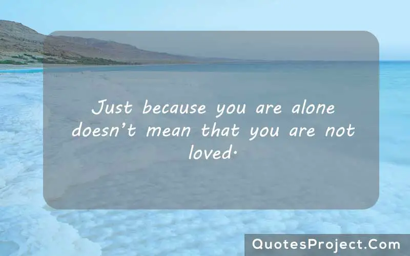 Just because you are alone doesn’t mean that you are not loved.
