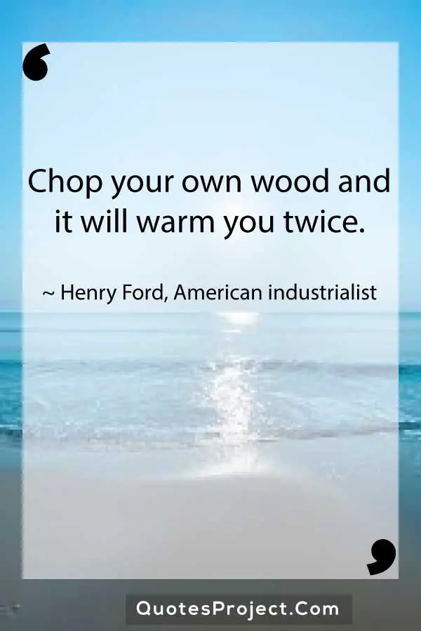 Chop your own wood and it will warm you twice. Henry Ford American industrialist