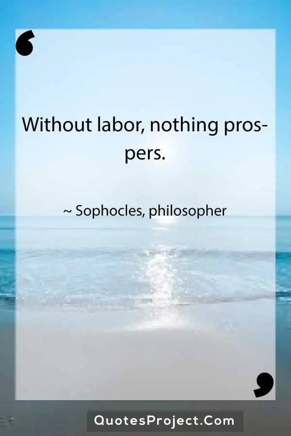 Without labor nothing prospers. Sophocles philosopher