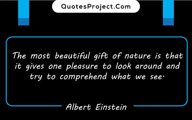 The most beautiful gift of nature is that it gives one pleasure to look around and try to comprehend what we see. –Albert Einstein finding yourself and happiness quotes