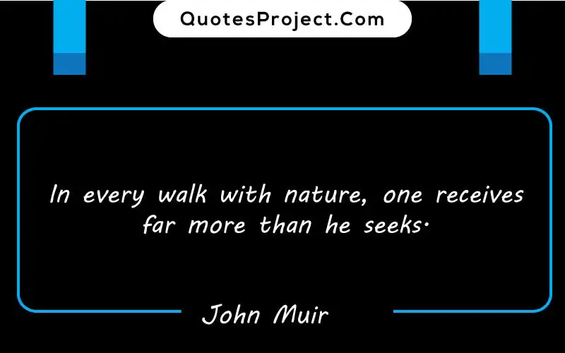 In every walk with nature, one receives far more than he seeks. –John Muir finding yourself inspirational quotes