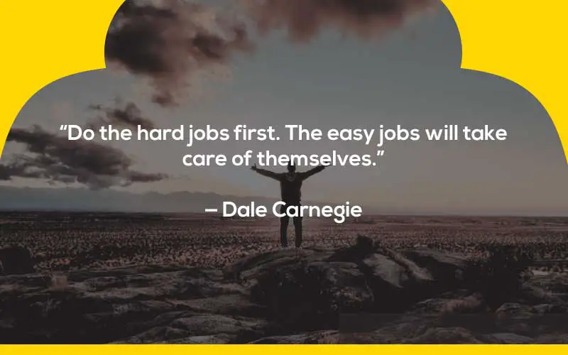 “Do the hard jobs first. The easy jobs will take care of themselves.”

— Dale Carnegie  procrastination quotes Dale Carnegie