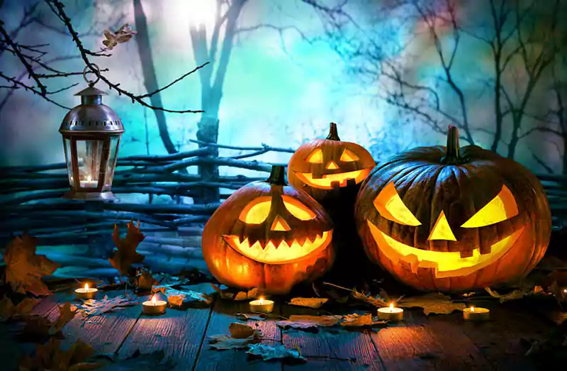 scary pumpkin halloween image with lighting