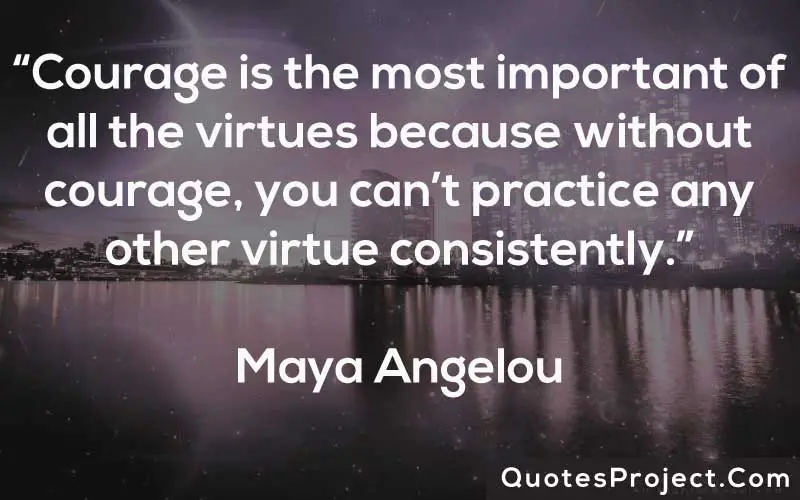 “Courage is the most important of all the virtues because without courage, you can’t practice any other virtue consistently.” ― Maya Angelou

Life Lesson Quotes