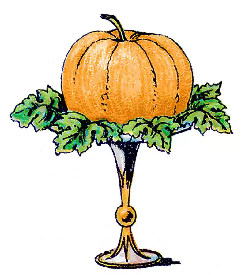 Vintage Clip Art Pumpkin on a Pedestal