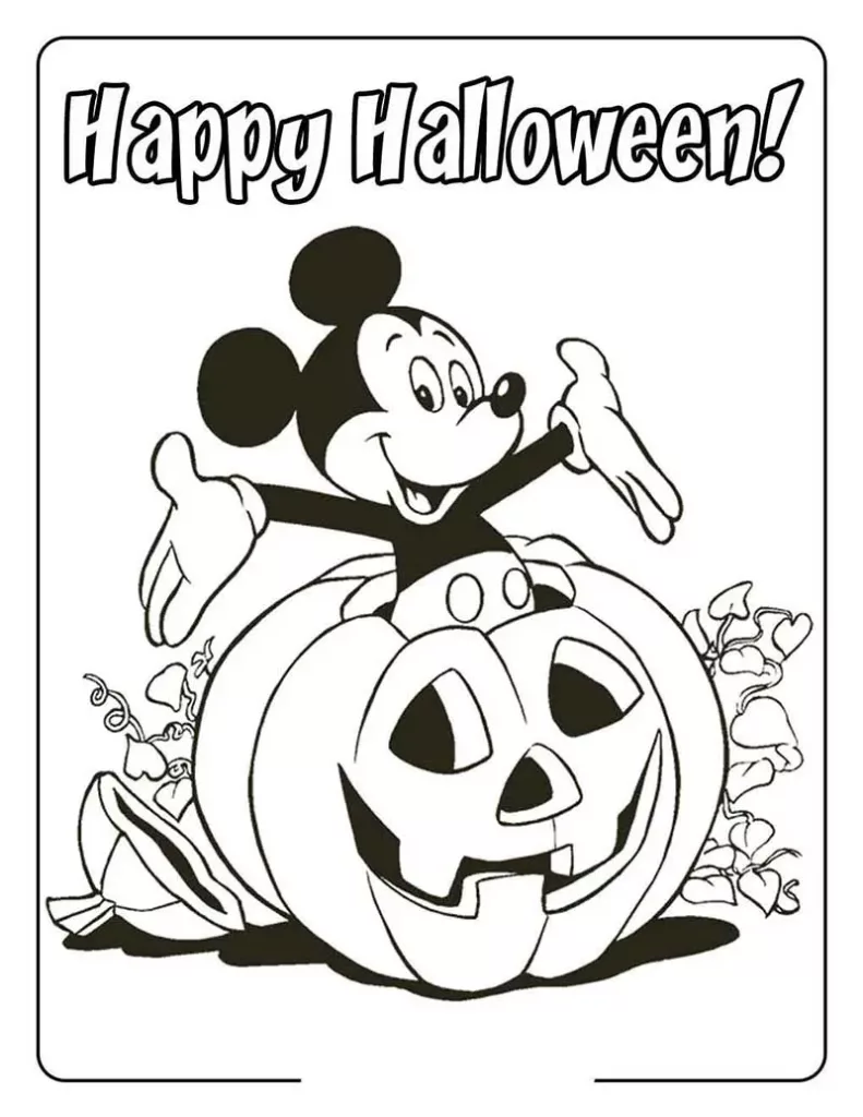 free printable mickey mouse halloween coloring picture