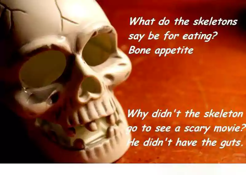funny halloween quote with skeleton image