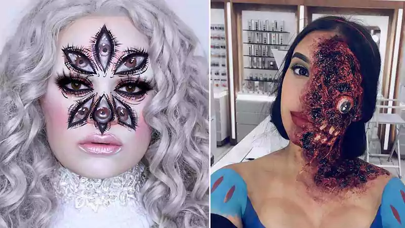 girl with scary halloween makeup