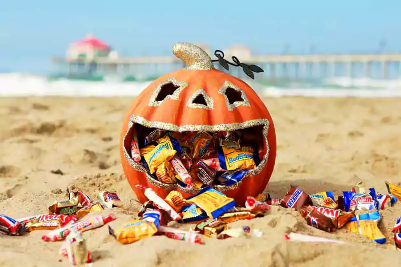 halloween pumpkin on the beach