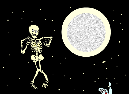 halloween skeleton gif black and white