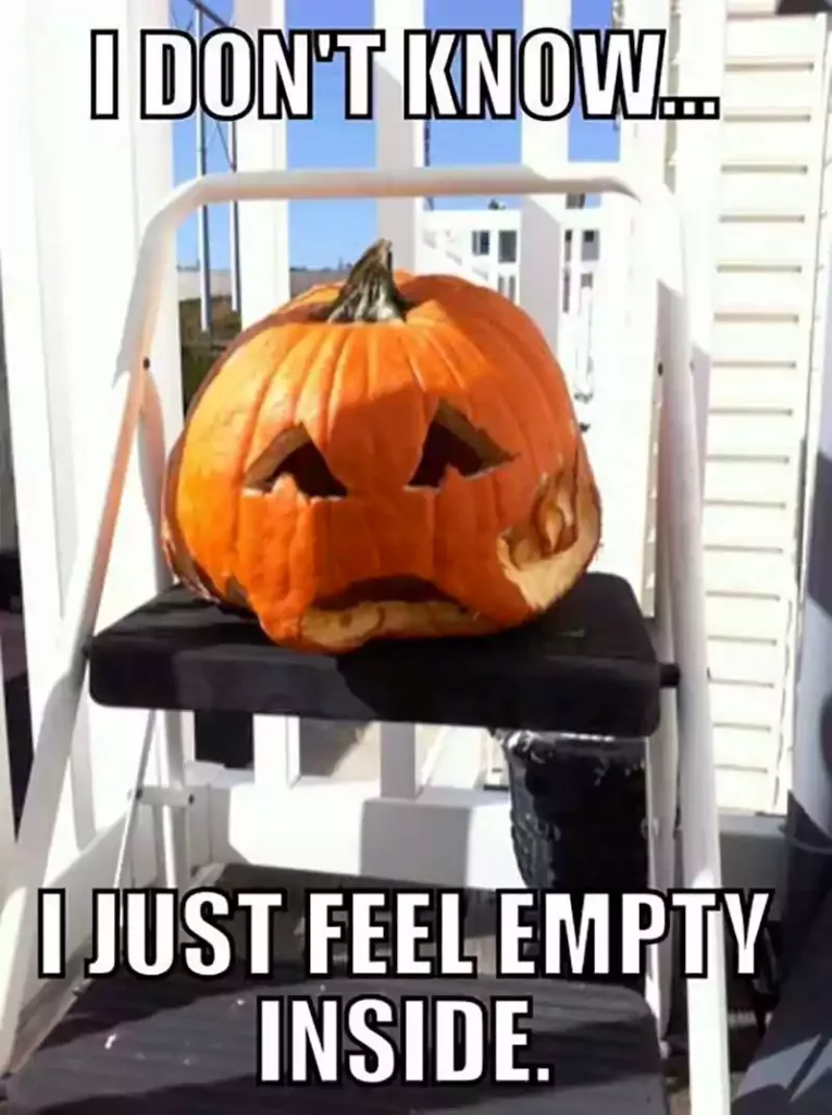 i dont know i just feel empty inside pumpkin meme