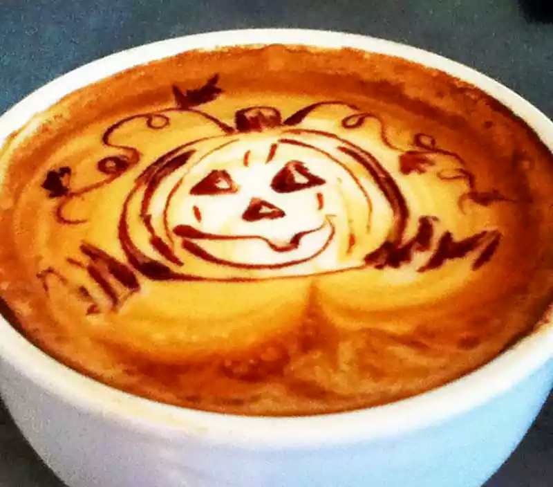 scary halloween art on coffee