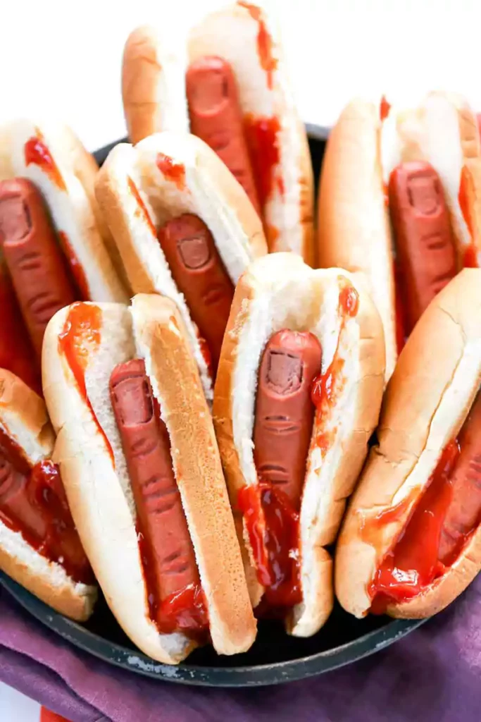 Bloody Finger Hot Dogs for Halloween dinner