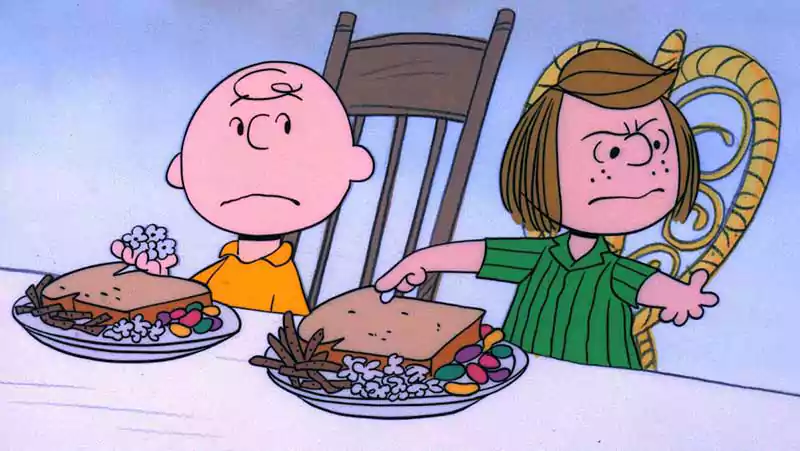 charlie brown thanksgiving dinner image