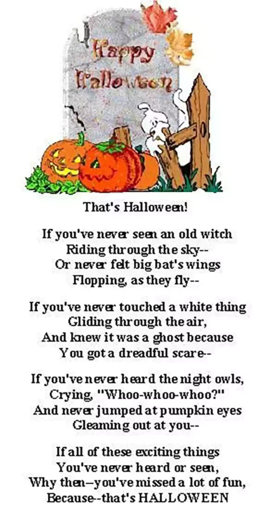 halloween poems for middle school