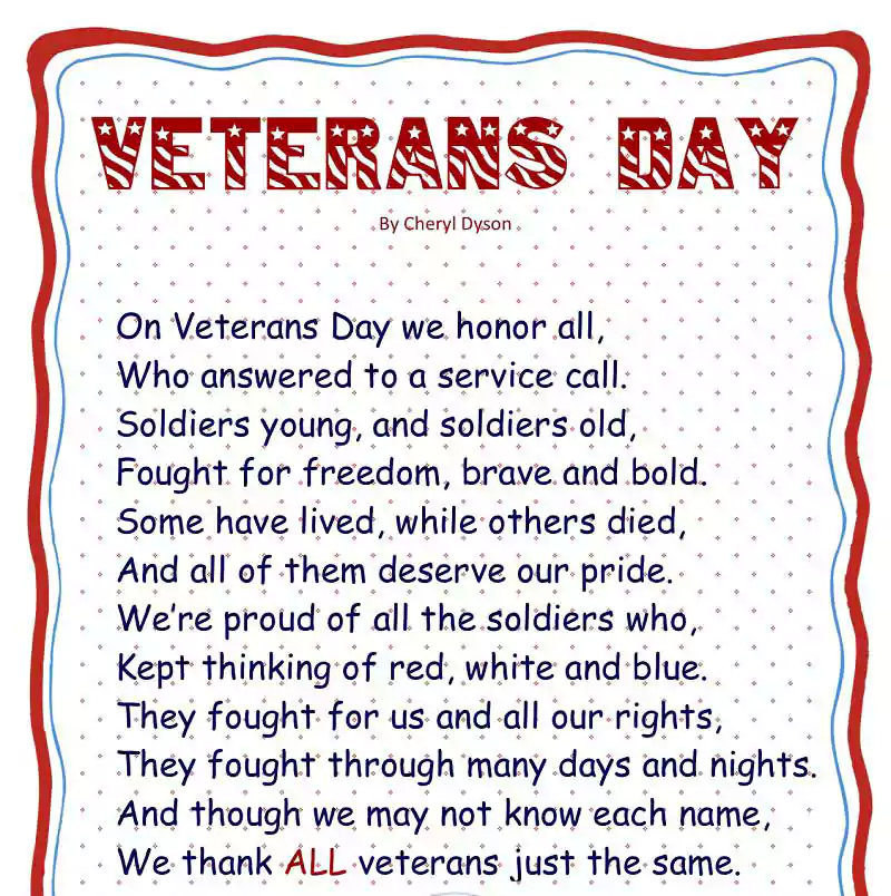 short veterans day poems