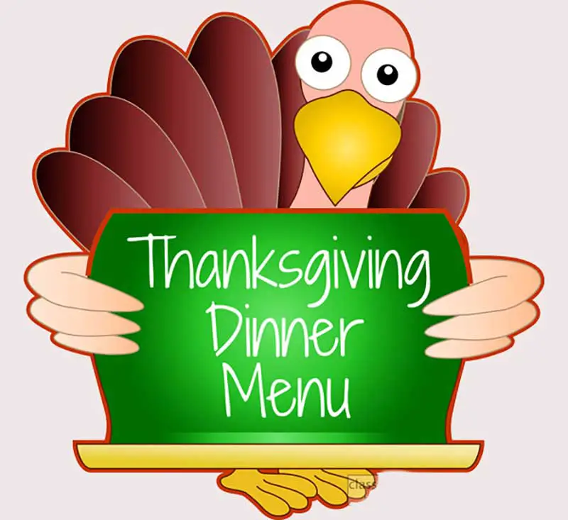 Thanksgiving Dinner menu signboard on turkey hand