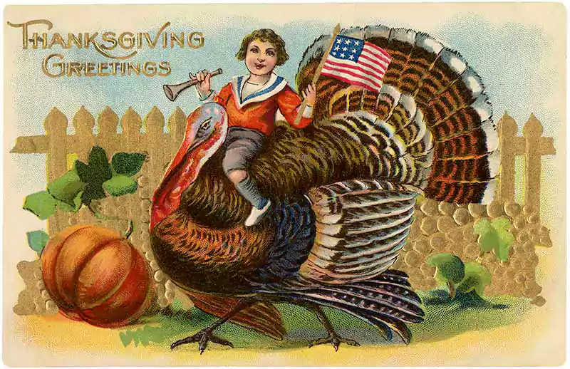 Vintage Turkey Ride Image GraphicsFairy