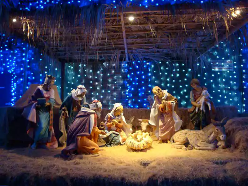 merry christmas image with nativity scene