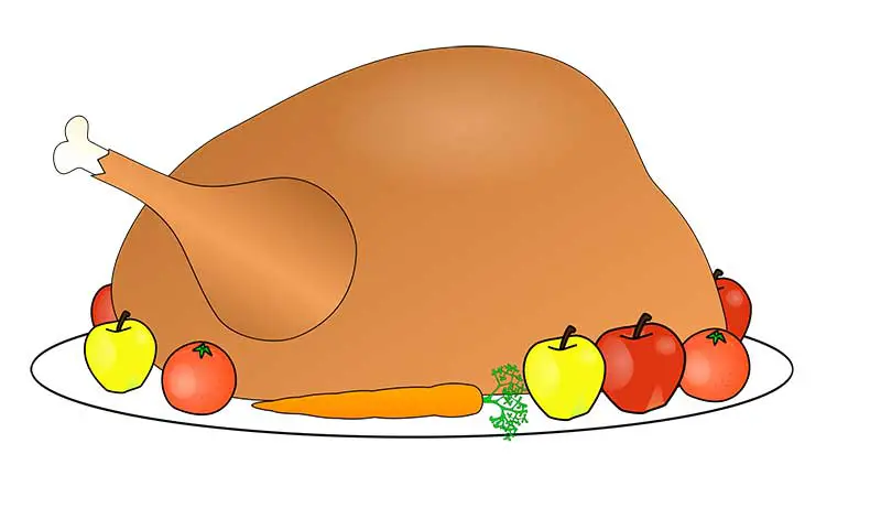 thanksgiving roasted turkey on the table clipart
