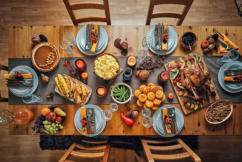 thanksgiving turkey dinner on the table