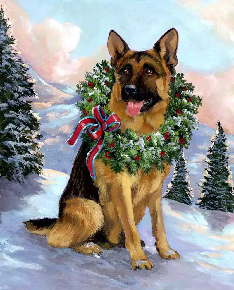 Merry Christmas German Shepherd Image