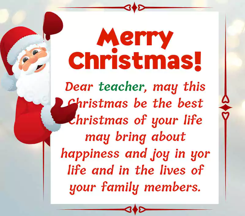 Merry Christmas Wishes Messages Greetings For Teacher