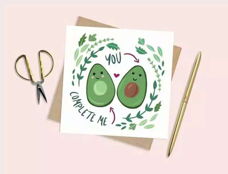 Avocado Valentines Day Card