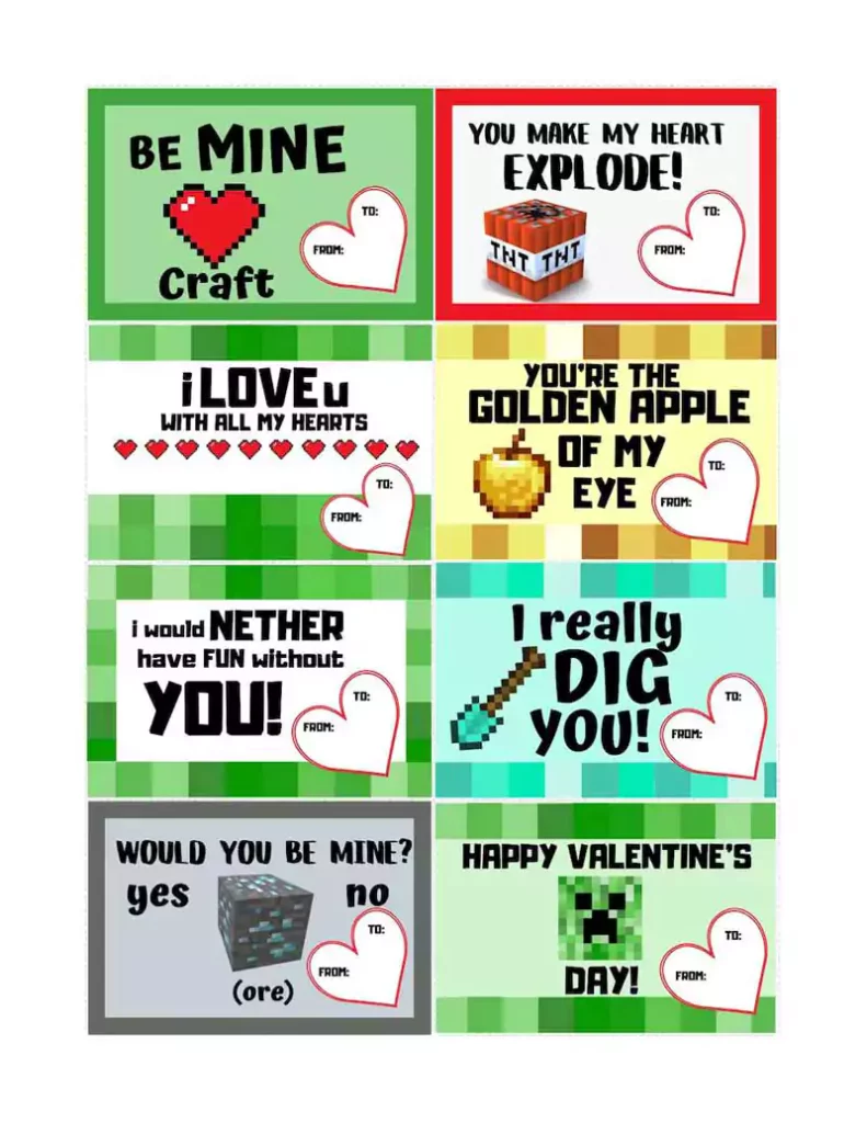 Minecraft Valentines Day Card
