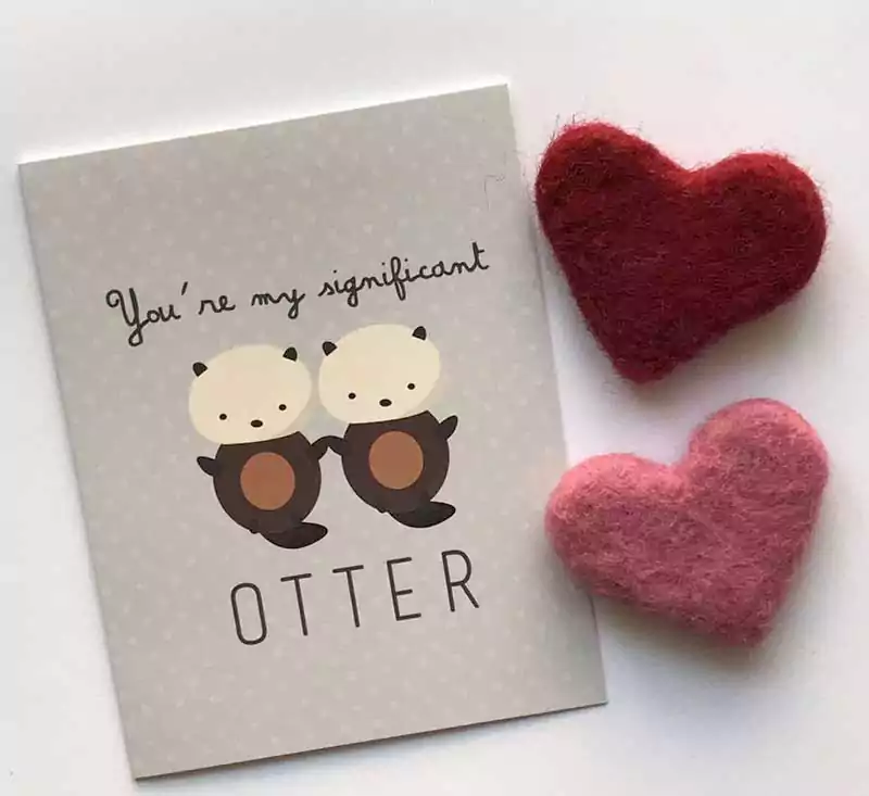Otter Valentines Day Card