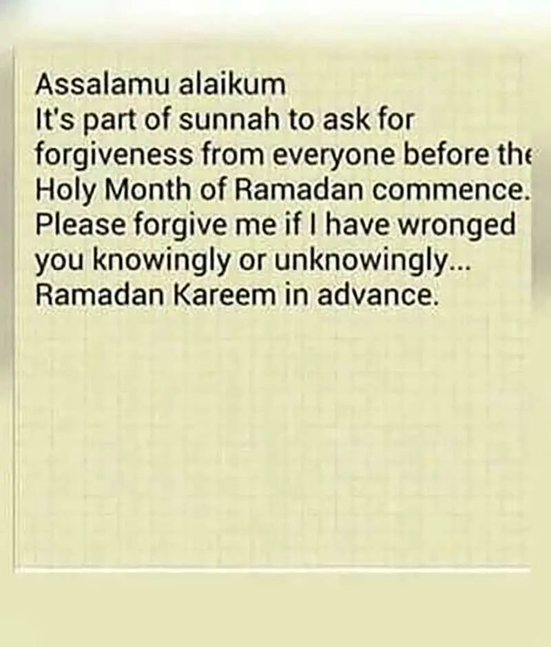 Asking Forgiveness Before Ramadan Quotes
