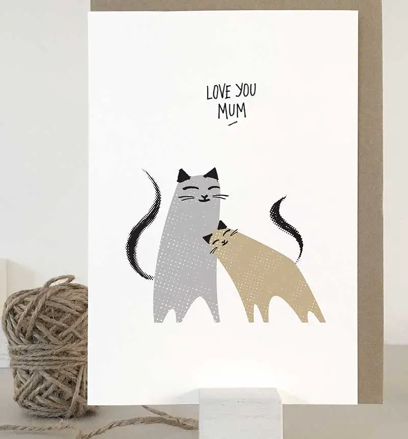 cat mothers day card