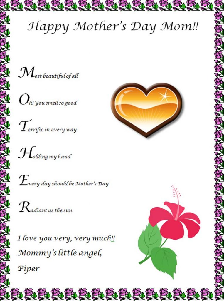 mothers day acrostic poem