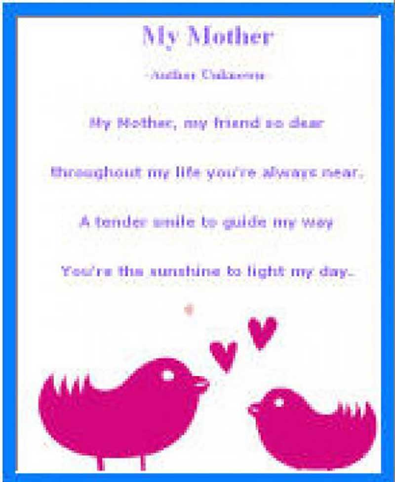 printable mothers day poems