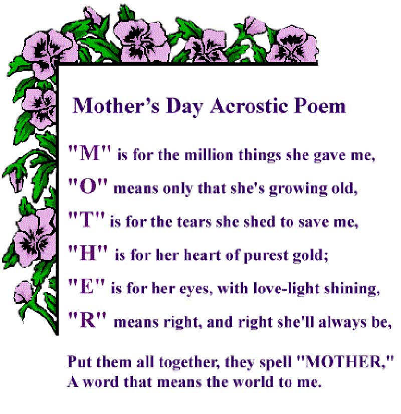 short mothers day poems