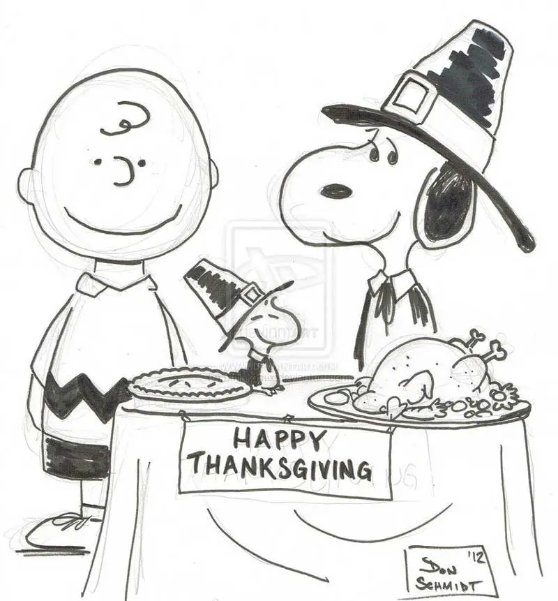 charlie brown thanksgiving coloring page