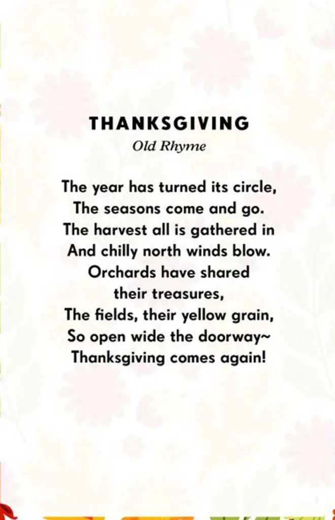 family thanksgiving poems