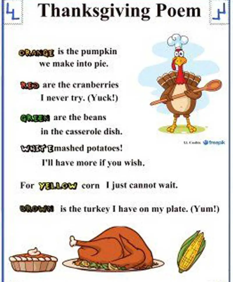 thanksgiving poems for preschoolers