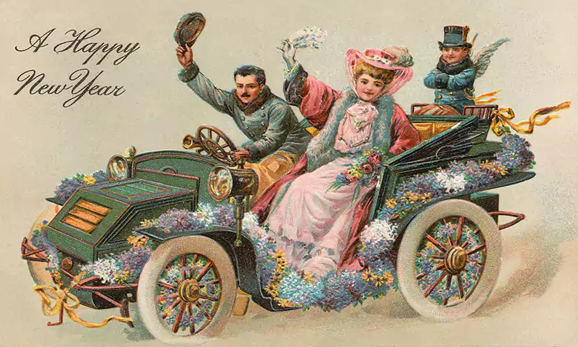 happy new year vintage images