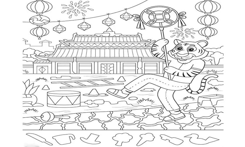 lunar new year tiger coloring page