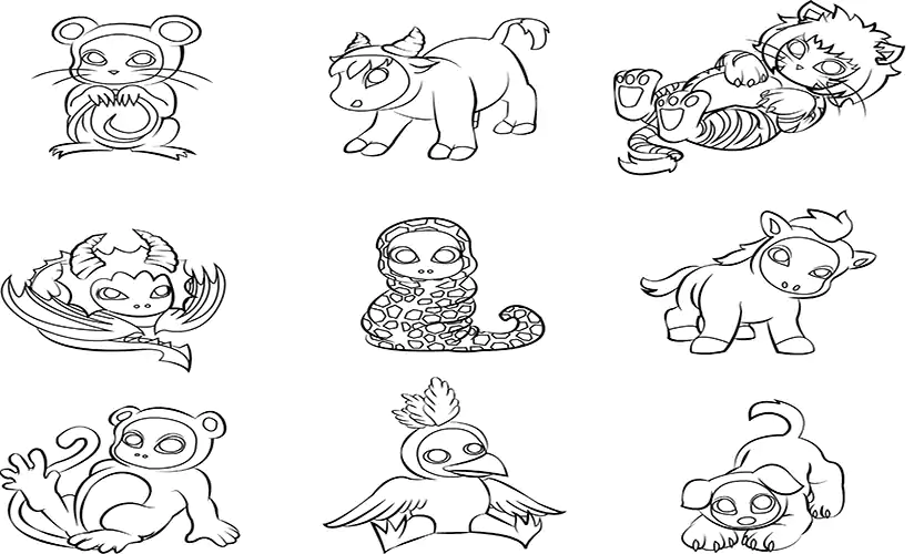chinese new year animals coloring pages