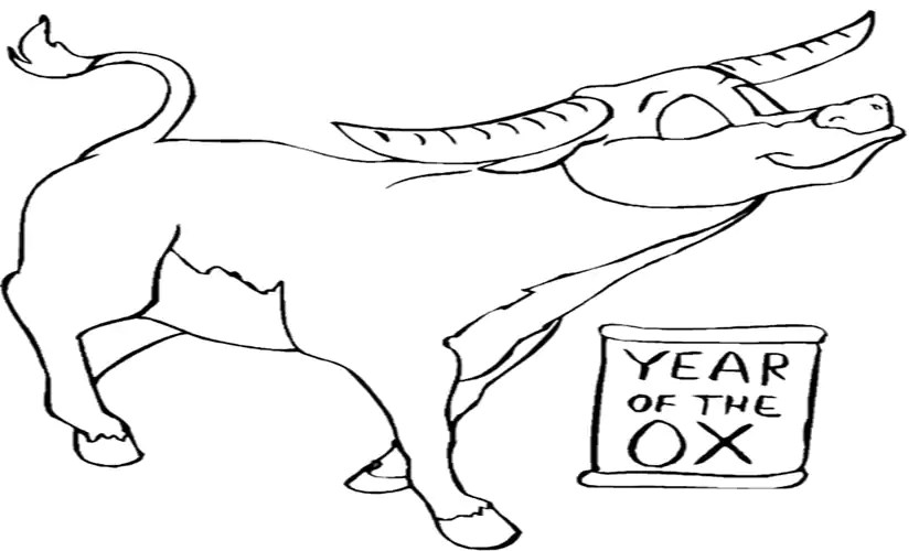 chinese new year ox coloring page