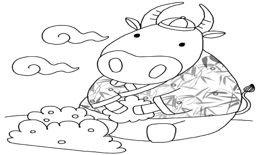 chinese new year ox coloring page
